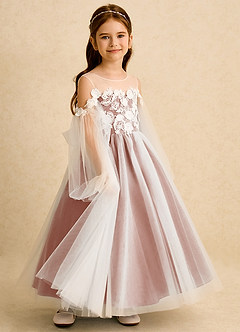 Azazie Zimi vestidos de niña de las flores Vestido de Mai Tai de Tul de Princesa con Escote de Corazón image6