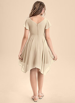 Azazie Janeaurelia Junior Abito A-Line in Chiffon Plissettato Champagne image2