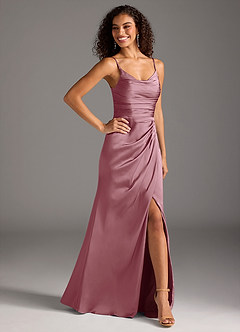 Azazie Deandra Brautjungfernkleider Meerjungfrau-Linie Plissee Stretch-Satin Kleid Vintage Mauve image5