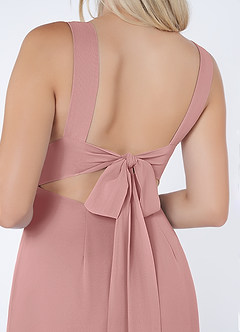 Azazie Christiana Jurken voor bruidsmeisjes Jurk van Chiffon met A-Lijn V-hals Gevouwen Stoffige Roos image6