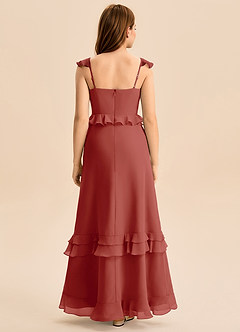 Azazie Tavie Junior Terracotta A-Line Ruched Chiffon Dress image2