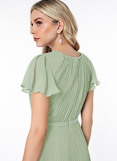 Azazie Kara Bescheidene Brautjungfernkleider A-Linie Plissee Chiffon Bodenlänge Kleid image6