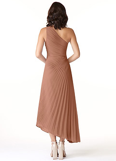 Azazie Kirra Bridesmaid Dresses Bronzer A-Line One Shoulder Chiffon Dress image2