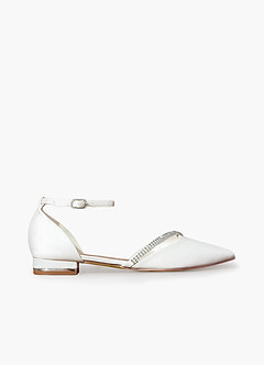 front Satin Crystal Strap Flats