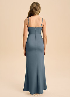 Azazie Buzzy Junior Twilight Sheath Pleated Stretch Satin Dress image2