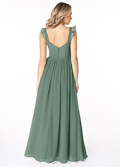 Azazie Stassie Final Sale Eucalyptus A-Line Sweetheart Ruched Chiffon Dress image2