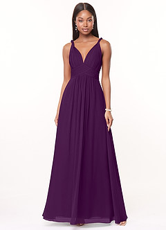 Azazie Maren Bridesmaid Dresses Grape A-Line Pleated Chiffon Dress image1
