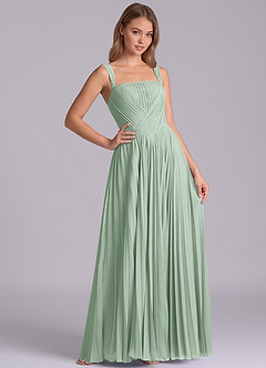 Azazie Mina Bridesmaid Dresses Agave A-Line Pleated Chiffon Dress image6