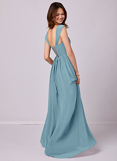 Barbie ♥ Azazie Bridesmaid Dresses Moody Blue A-Line Corset Chiffon Dress image4