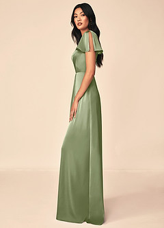 Azazie Soren Kleider zum Anprobieren zu Hause A-Linie Plissee Stretch-Satin Kleid Rotbraun image3