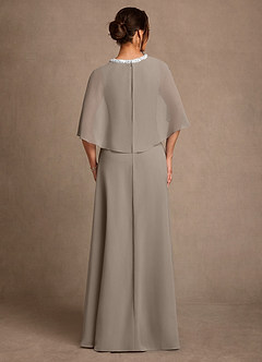 Azazie Winnifred Mother of the Bride Dresses Taupe A-Line Beaded Chiffon Dress image3
