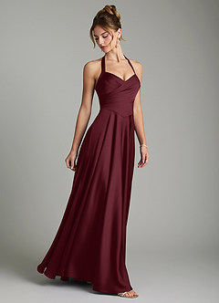 Azazie Tenaya Brautjungfernkleider Eine Linie Herzausschnitt Stretch-Satin Kleid Cabernetrot image6