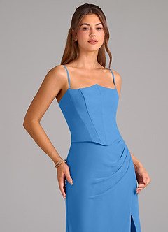 Azazie Jenine Bridesmaid Dresses Blue Jay Mermaid Strapless Chiffon Dress image2