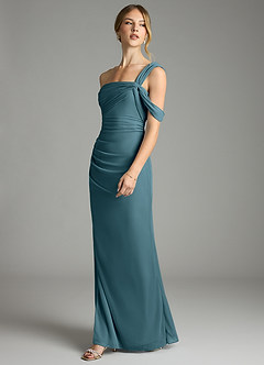 Azazie Tati Jurken voor bruidsmeisjes Jurk van Mesh met Kolom Off the Shoulder Bermuda image4