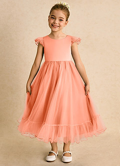 Azazie Phebs vestidos de niña de las flores Vestido de Atardecer de Tul de Corte En A image6