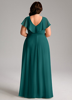 Azazie Lainey Bridesmaid Dresses Peacock A-Line with Pockets Chiffon Dress image9