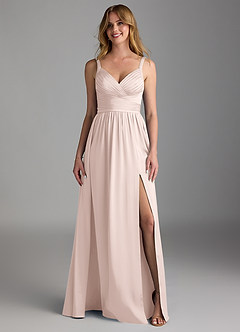 Azazie Chanel Brautjungfernkleider A-Linie Plissee Stretch-Satin Kleid Zartrosa image5
