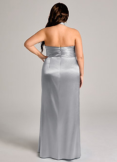 Azazie Jemma Bridesmaid Dresses Silver Sheath Pleated Metallic Satin Dress image9