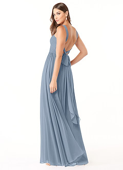 Azazie Dionne Bridesmaid Dresses Dusty Blue A-Line Corset Chiffon Dress image5