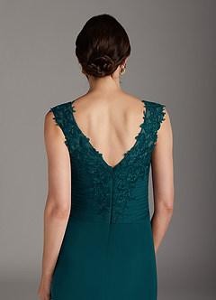 Azazie Edelin Mother of the Bride Dresses Pine A-Line Sweetheart Neckline Pleated Mesh Dress image7