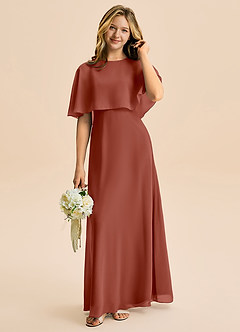 Azazie Maris Junior Abito A-Line in Chiffon Auburn image1