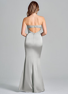 Azazie Olea 신부 들러리 드레스 인어 스트랩리스 스트레치 새틴 바닥 길이 드레스 image4