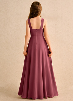 Azazie Makani Girls Formal Abiti da Ragazza di Fiori Abito A-Line in Chiffon Scollo a Cuore Merlot image2