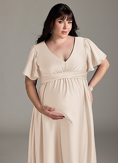 Azazie Verna Brautjungfernkleider für Schwangere A-Linie Gestreift Stretch-Satin Bodenlänge Kleid image15