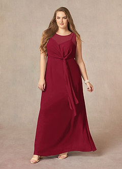 Azazie Marchioness Mother of the Bride Dresses Burgundy A-Line Scoop Pleated Chiffon Dress image10