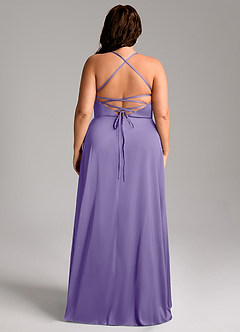 Azazie Mei Robes de demoiselle d'honneur Robe Trapèze en Satin extensible Col en V Tahiti image8