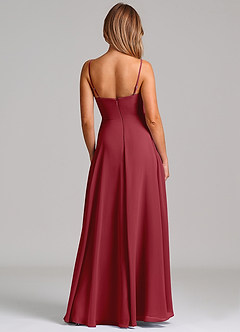 Azazie Elle Brautjungfernkleider Eine Linie Plissee Chiffon Kleid Granatapfelrot image7