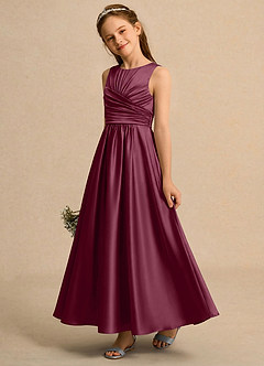 Azazie Ducky Girls Formal Flower Girl Klänningar Klä A-Line i Stretch Satin Plisserad image3