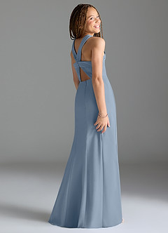 Azazie Rue Junior Dusty Blue Mermaid Side Slit Chiffon Dress image5