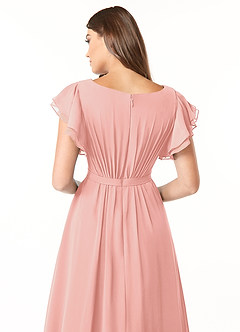 Azazie Daphne Modest Bridesmaid Dresses A-Line Ruffled Chiffon Floor-Length Dress image5