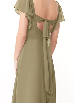 Azazie Syenna Robes de demoiselle d'honneur Robe Trapèze en Mousseline de soie Rayé Vert Mousse image3