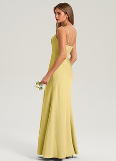 Azazie Lidia Bridesmaid Dresses Canary Mermaid Side Slit Stretch Satin Dress image6