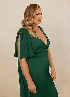 Christian Siriano Bridal for Azazie 1011 Robes de demoiselle d'honneur Robe Sirène en Satin extensible Arc Vert Foncé image17