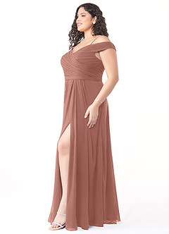 Azazie Audrianna Robes de demoiselle d'honneur Robe Trapèze Convertible en Mousseline de soie Schulterfrei gerafft Rose De Cèdre image9
