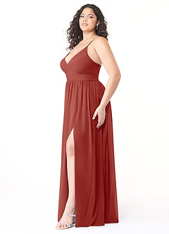 Azazie Aaida Brautjungfernkleider A-Linie Korsett Chiffon Kleid Terrakotta image9