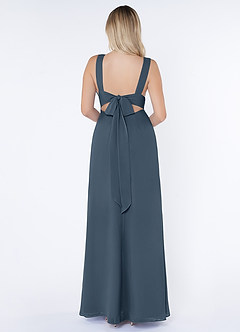 Azazie Christiana Final Sale Neptune A-Line V-Neck Pleated Chiffon Dress image2