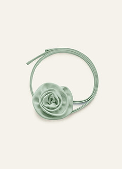 front Matching Color Satin Rose Hair Tie