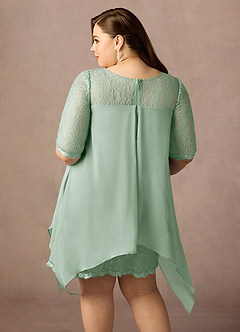 Azazie Flo Mother of the Bride Dresses Agave A-Line Lace Chiffon Dress image8