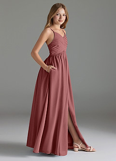 Azazie Alia Junior A-Linie Plissee Chiffon Kleid Amethyst image3