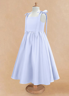 Azazie Chelsie Flower Girl Dresses Lavender A-Line Bow Matte Satin Dress image7
