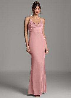 Azazie Zari Bridesmaid Dresses Dusty Rose Mermaid Pleated Mesh Dress image5