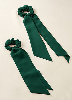 front Matching Color Chiffon Multiway Hair Scarf Scrunchie Set 2Pack