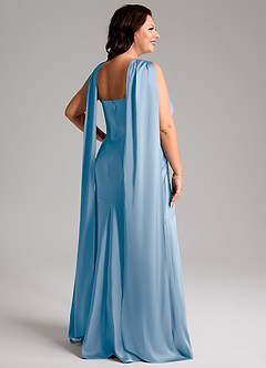 Azazie Kinsley Bridesmaid Dresses Powder Blue Mermaid Side Slit Stretch Satin Dress image9
