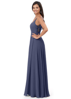Azazie Lennon Bridesmaid Dresses Stormy A-Line Lace Chiffon Dress image3