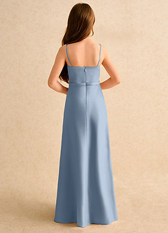 Azazie Fishie Junior Formal Flower Girl Dresses Dusty Blue A-Line Matte Satin Dress image7