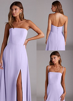 Azazie Wren Bridesmaid Dresses Lilac A-Line Side Slit Chiffon Convertible Dress image9